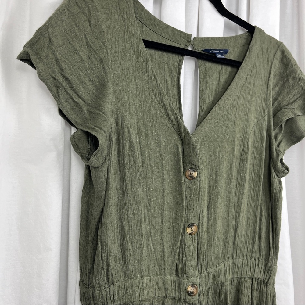 American Eagle Khaki Green Fit and Flare Dress Size Large - Picture 6 of 6